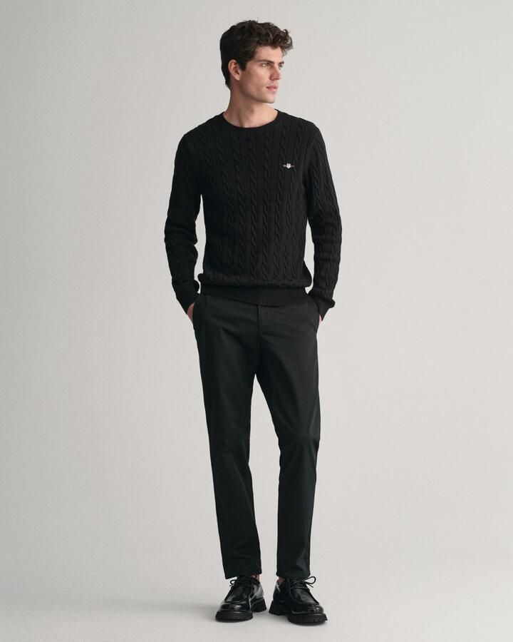 Gant Gebreide trui COTTON CABLE C-NECK met wapen-logo borduurwerk op de borst - Foto 3