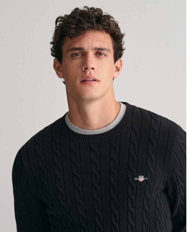 Gant Gebreide trui COTTON CABLE C-NECK met wapen-logo borduurwerk op de borst - Foto 2