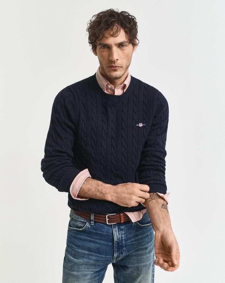 Gant Gebreide trui COTTON CABLE C-NECK met wapen-logo borduurwerk op de borst - Foto 16