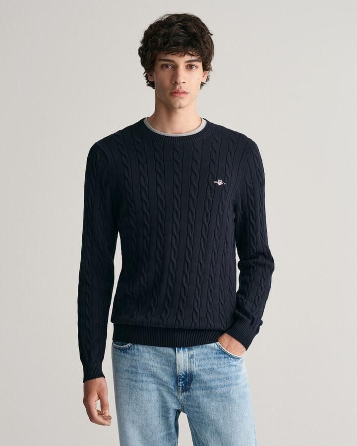 Gant Gebreide trui COTTON CABLE C-NECK met wapen-logo borduurwerk op de borst - Foto 9