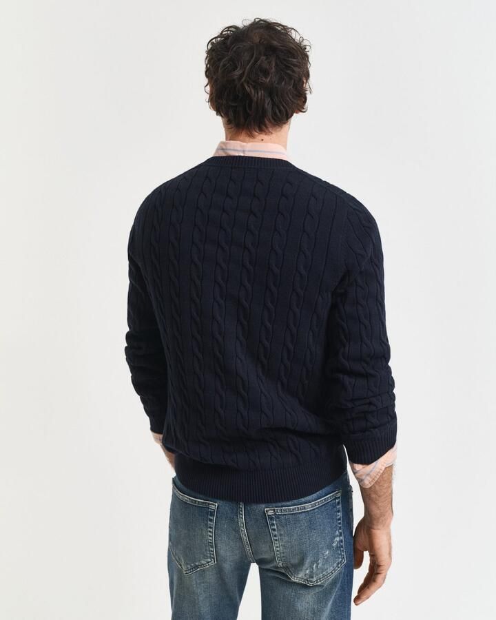Gant Gebreide trui COTTON CABLE C-NECK met wapen-logo borduurwerk op de borst - Foto 10