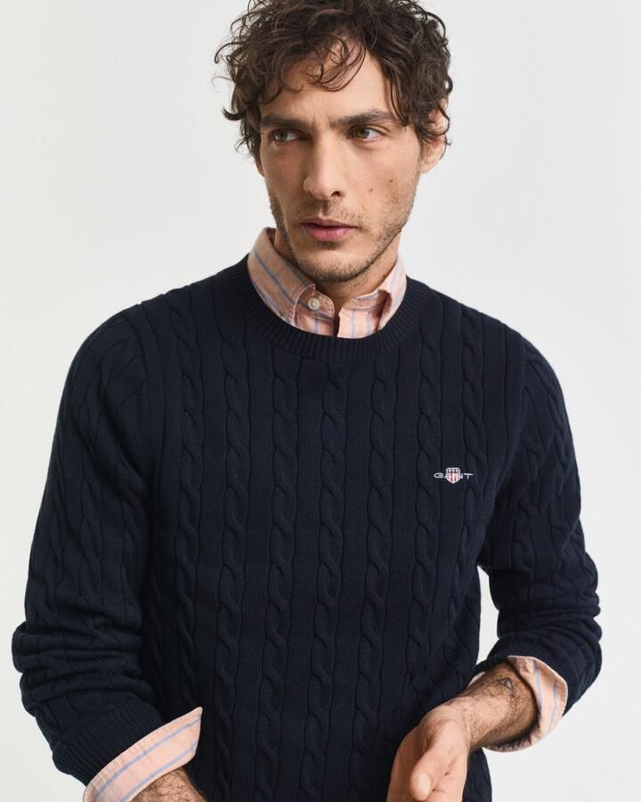 Gant Gebreide trui COTTON CABLE C-NECK met wapen-logo borduurwerk op de borst - Foto 11