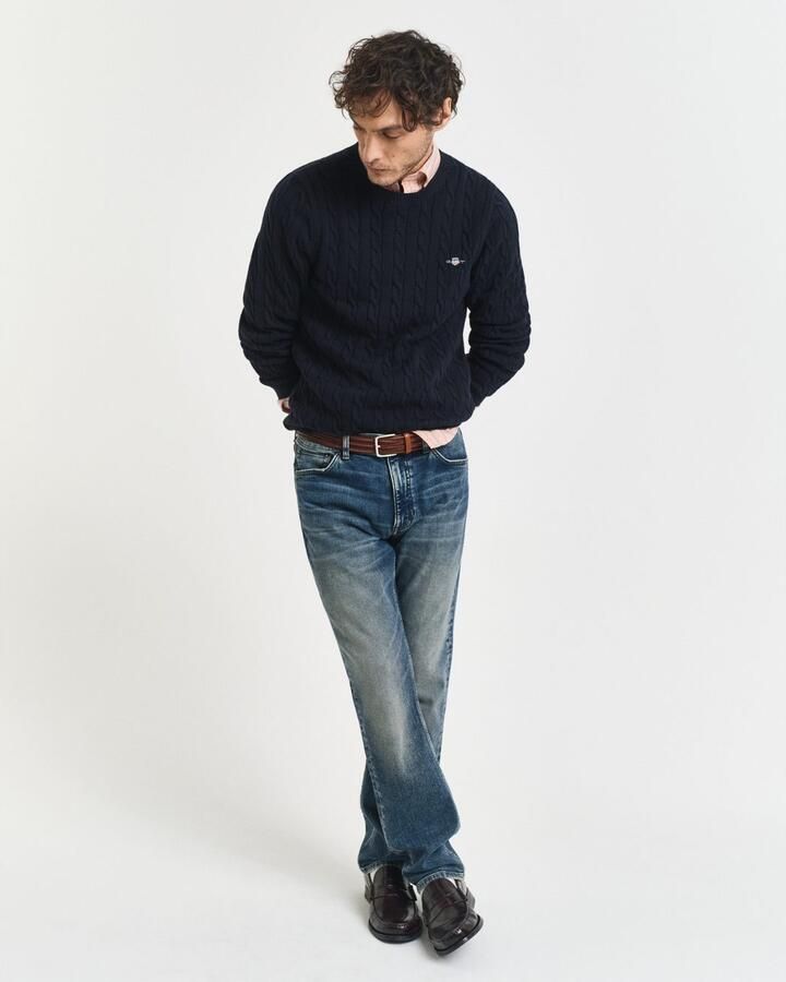 Gant Gebreide trui COTTON CABLE C-NECK met wapen-logo borduurwerk op de borst - Foto 12
