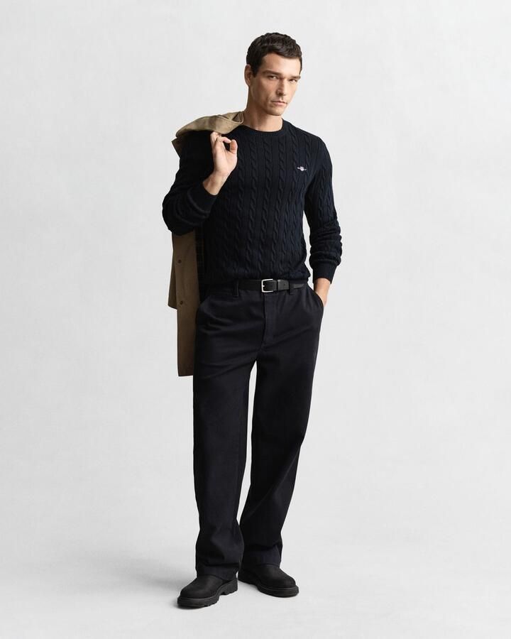 Gant Gebreide trui COTTON CABLE C-NECK met wapen-logo borduurwerk op de borst - Foto 13