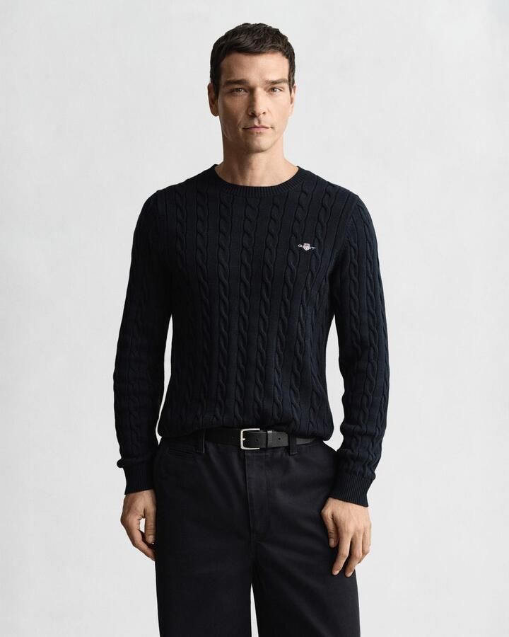 Gant Gebreide trui COTTON CABLE C-NECK met wapen-logo borduurwerk op de borst - Foto 14