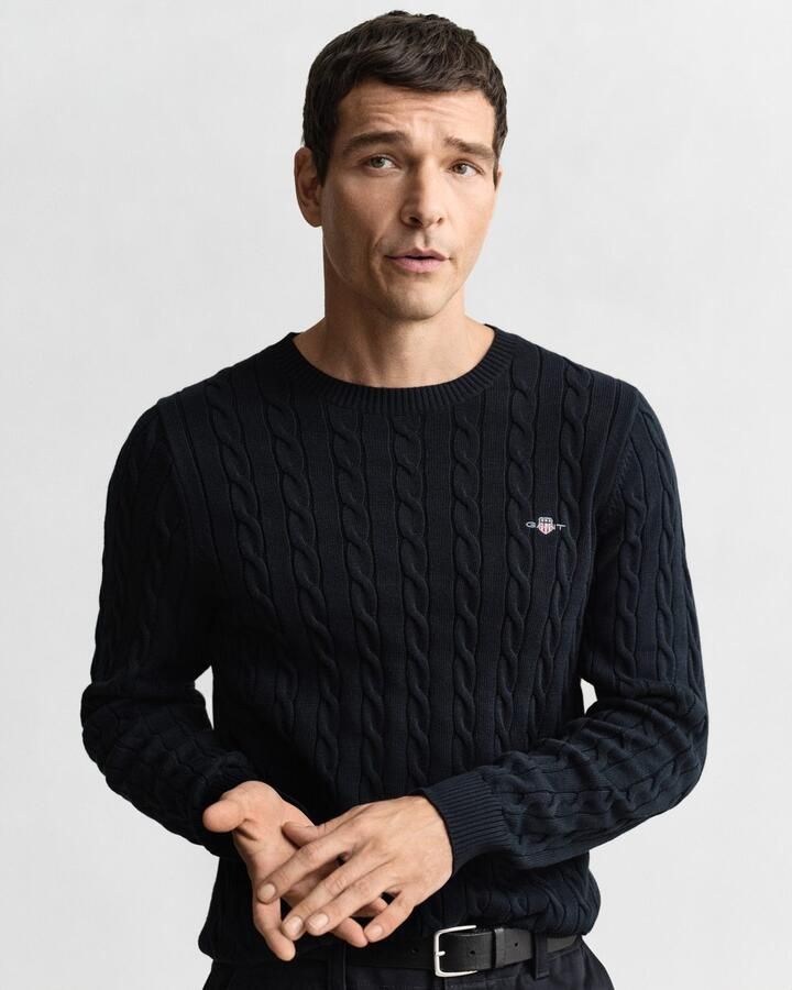 Gant Gebreide trui COTTON CABLE C-NECK met wapen-logo borduurwerk op de borst - Foto 15