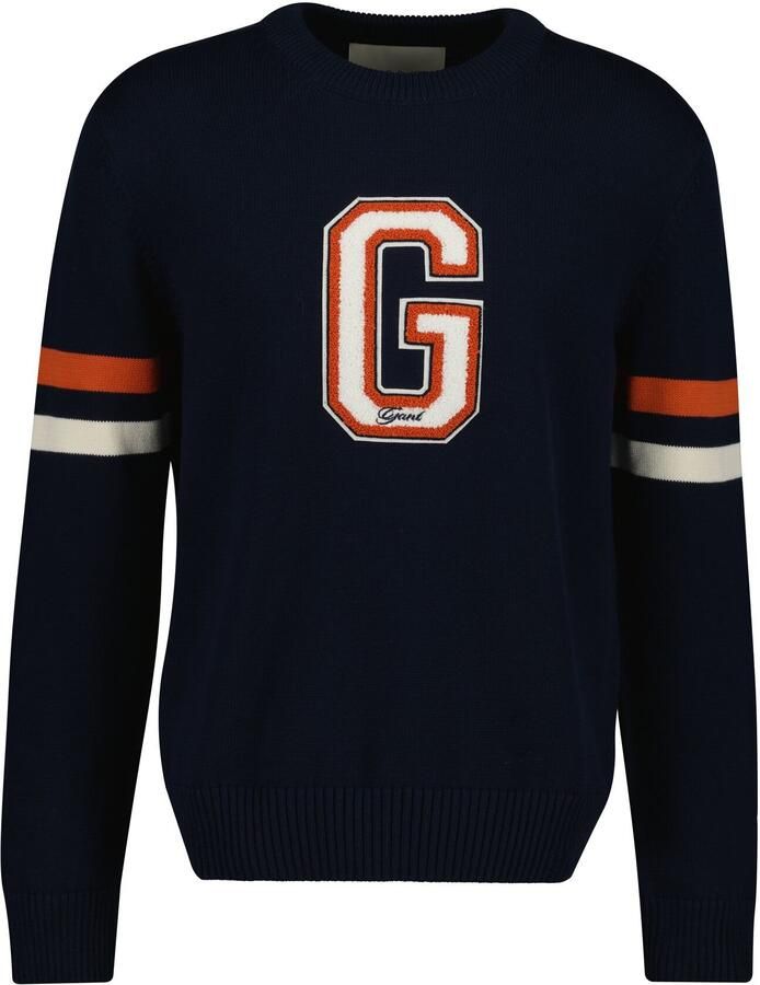 Gant Gebreide trui GRAPHIC BADGE Ronde hals regular fit