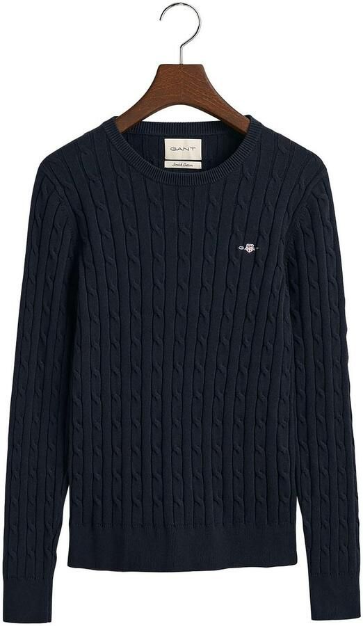 Gant Gebreide trui Stretch Cotton Cable C-Neck met logoborduursel op borsthoogte - Foto 13