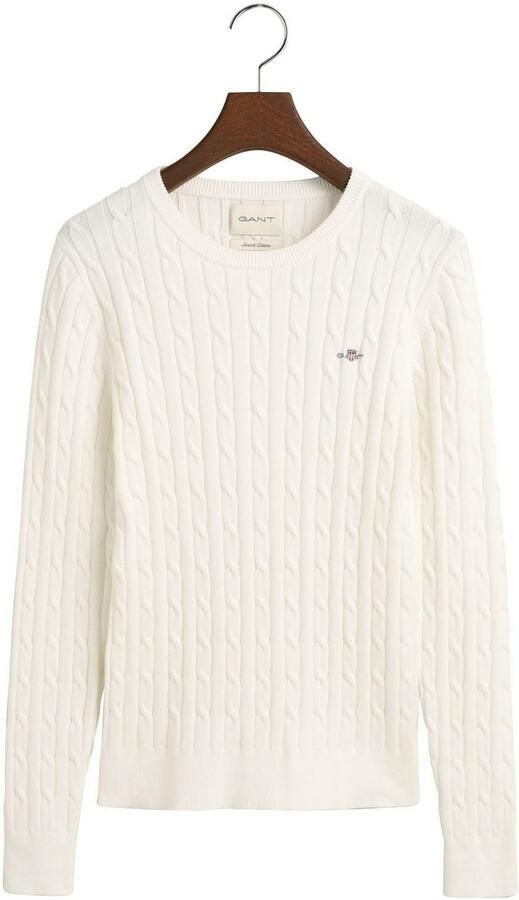 Gant Gebreide trui Stretch Cotton Cable C-Neck met logoborduursel op borsthoogte - Foto 6