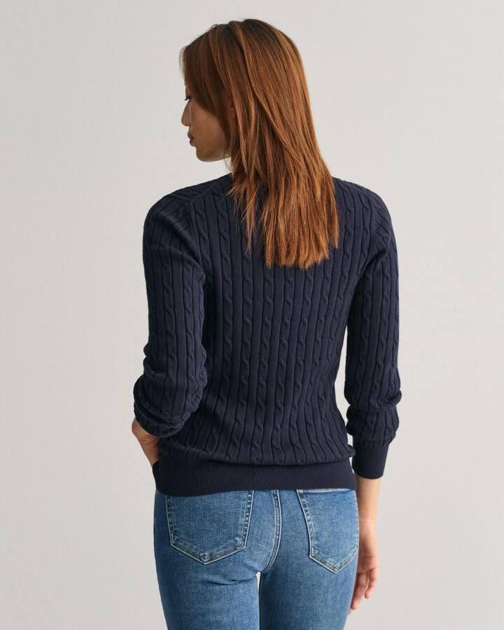 Gant Gebreide trui Stretch Cotton Cable C-Neck met logoborduursel op borsthoogte - Foto 5