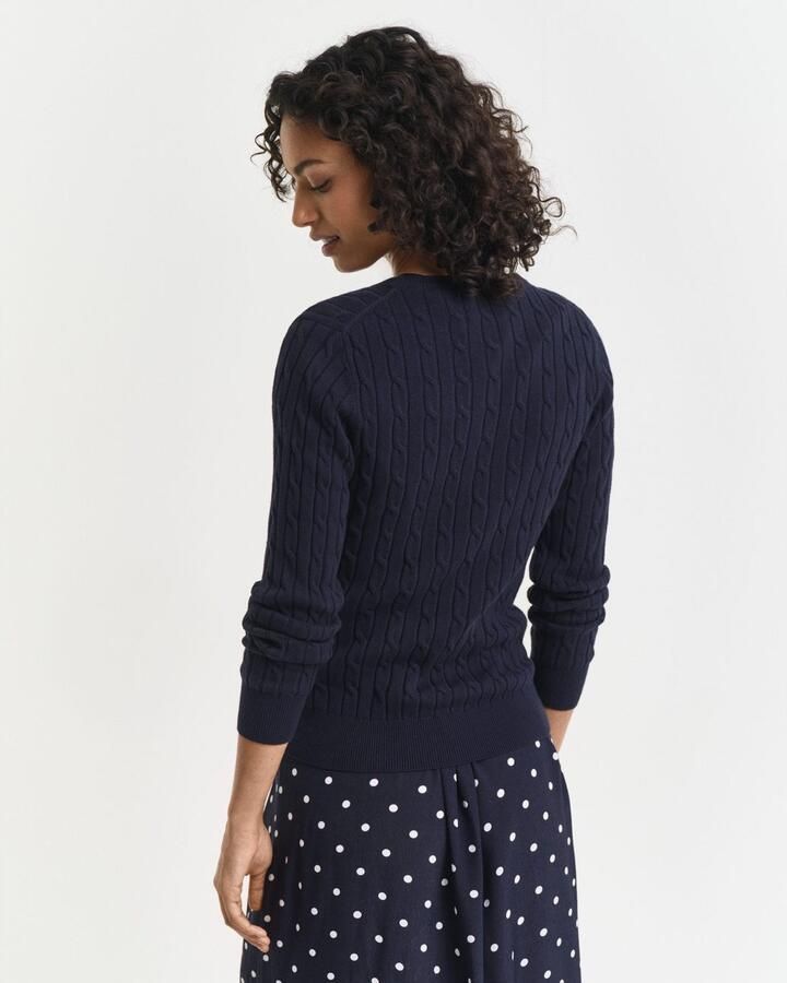 Gant Gebreide trui Stretch Cotton Cable C-Neck met logoborduursel op borsthoogte - Foto 6