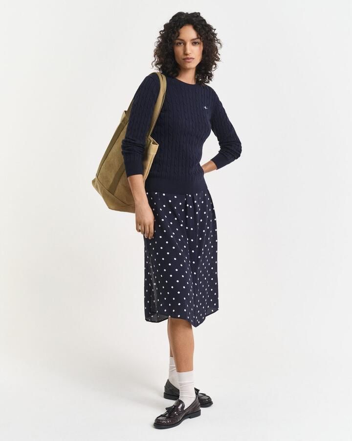 Gant Gebreide trui Stretch Cotton Cable C-Neck met logoborduursel op borsthoogte - Foto 7