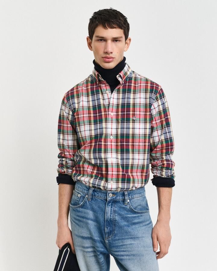 Gant Geruit overhemd REG POPLIN TARTAN CHECK SHIRT Regular fit popeline overhemd met tartan-ruitpatroon - Foto 5