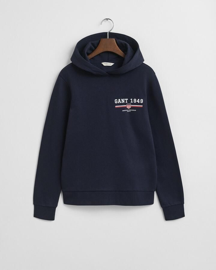 Gant Hoodie REG GRAPHIC HOODIE geribbelde uiteinden capuchon zonder koord