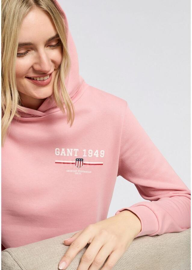 Gant Hoodie REG GRAPHIC HOODIE geribbelde uiteinden capuchon zonder koord