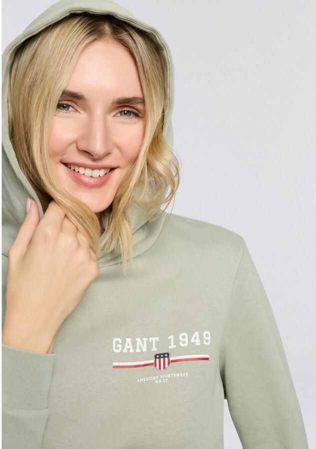 Gant Hoodie REG GRAPHIC HOODIE geribbelde uiteinden capuchon zonder koord
