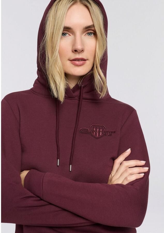 Gant Hoodie REG TONAL SHIELD HOODIE Ton sur ton borduurwerk ribboorden