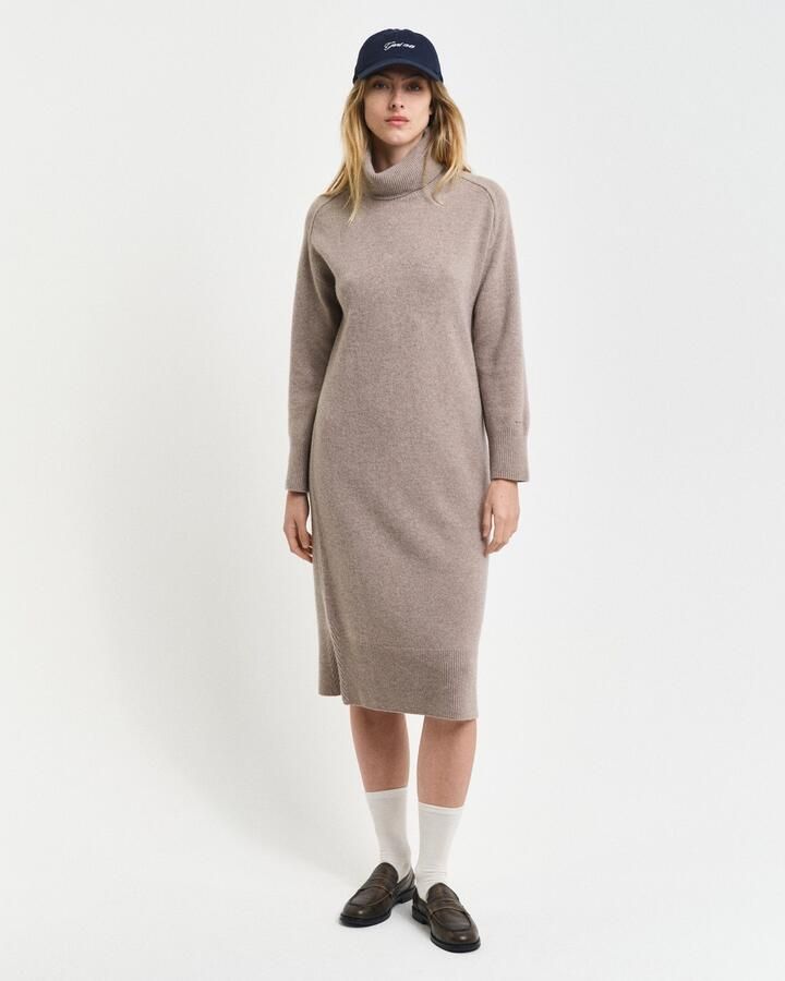 Gant Midi-jurk HERRINGBONE DETAIL ROLLNECK DRESS - Foto 5
