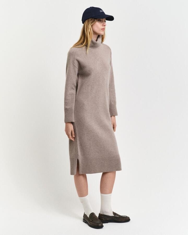 Gant Midi-jurk HERRINGBONE DETAIL ROLLNECK DRESS - Foto 2