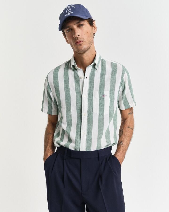 Gant Overhemd met korte mouwen REG COTTON LINEN STRIPE SS SHIRT - Foto 5