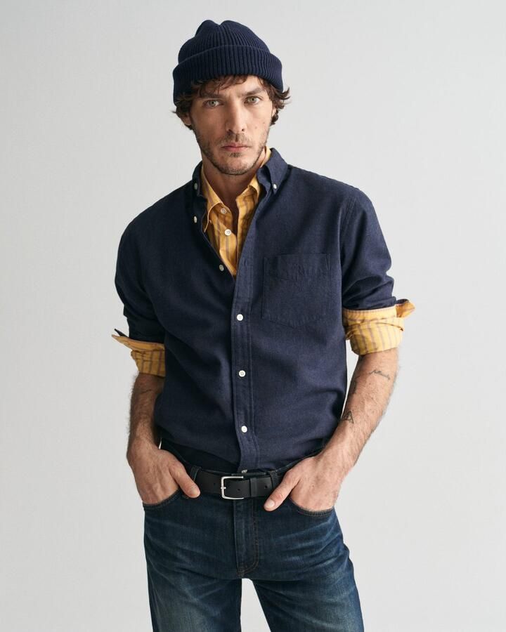 Gant Donkerblauw Button-Down Overhemd met Borstzak Blue Heren - Foto 3