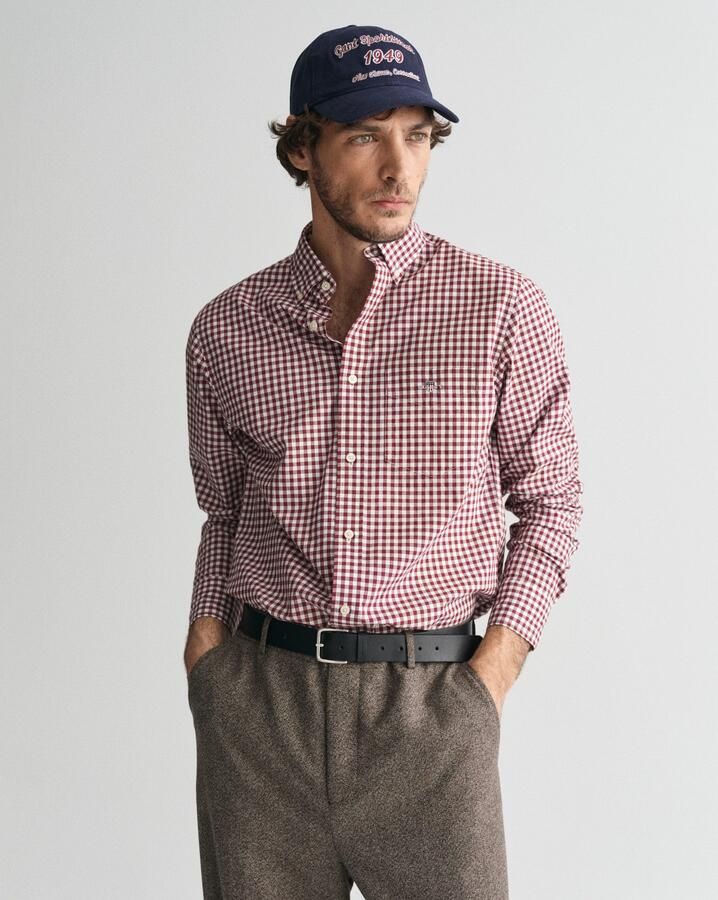 Gant Overhemd met lange mouwen REG POPLIN GINGHAM SHIRT met logoborduursel op borsthoogte - Foto 5