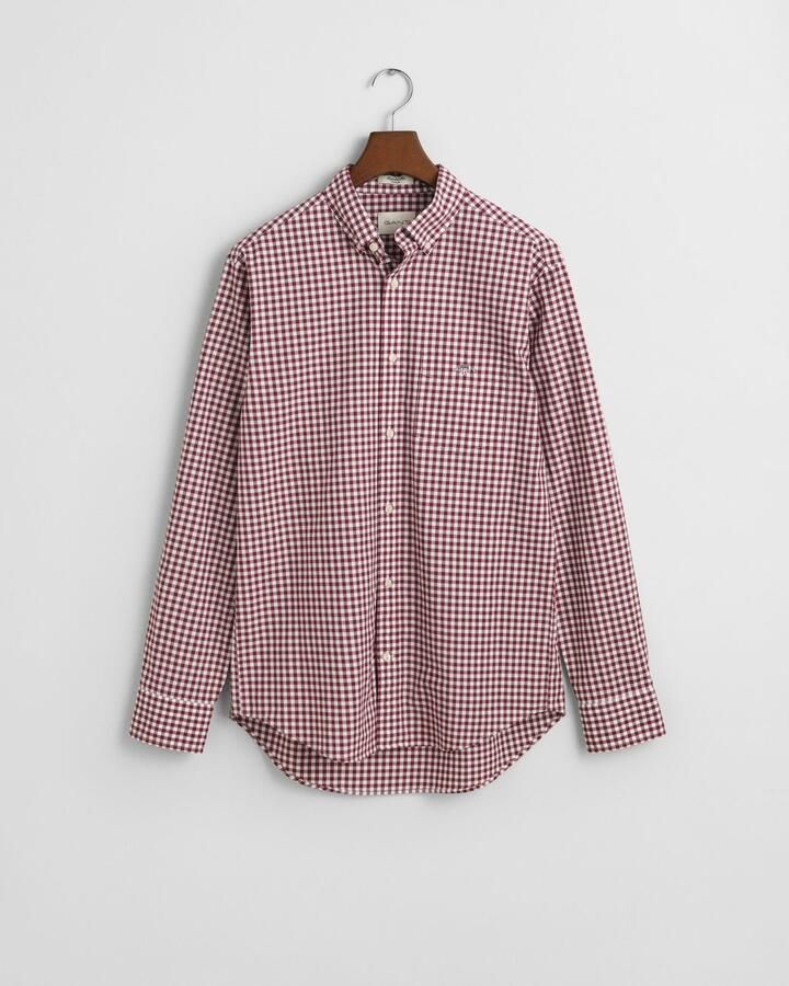 Gant Overhemd met lange mouwen REG POPLIN GINGHAM SHIRT met logoborduursel op borsthoogte - Foto 4