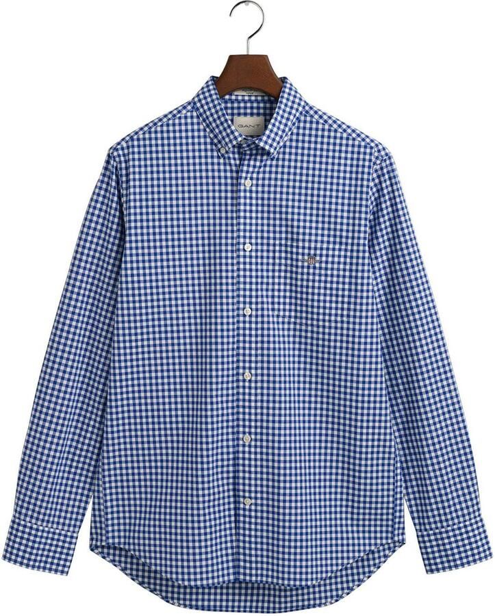 Gant Overhemd met lange mouwen REG POPLIN GINGHAM SHIRT met logoborduursel op borsthoogte - Foto 6