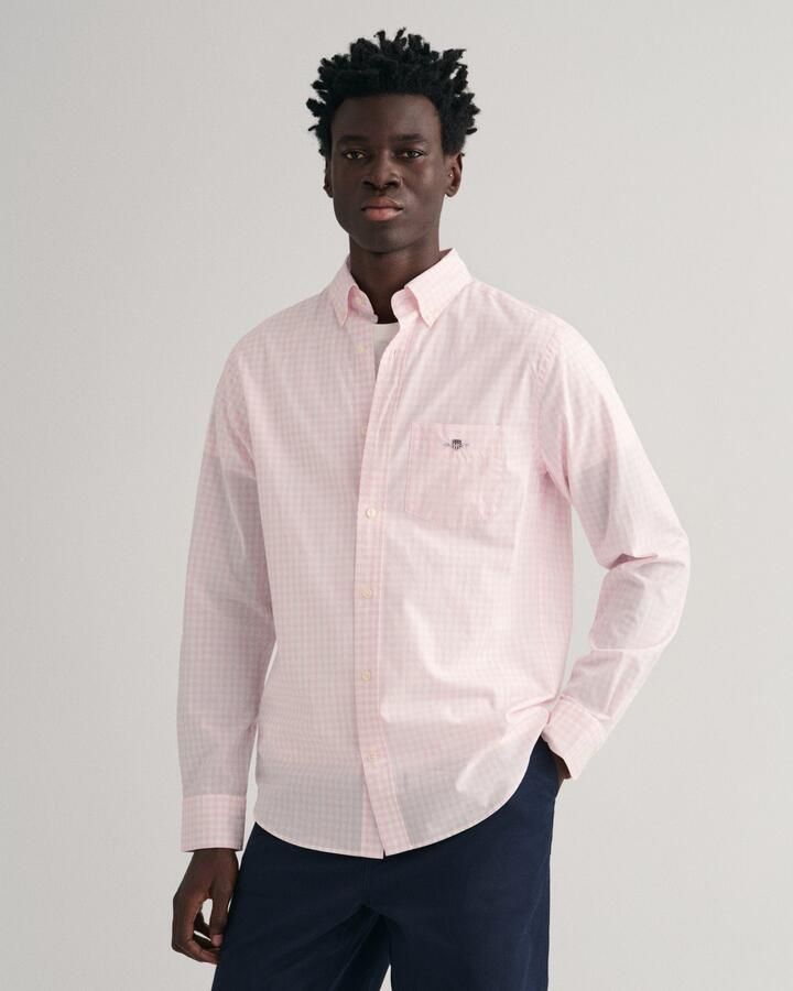 Gant Overhemd met lange mouwen REG POPLIN GINGHAM SHIRT met logoborduursel op borsthoogte - Foto 14