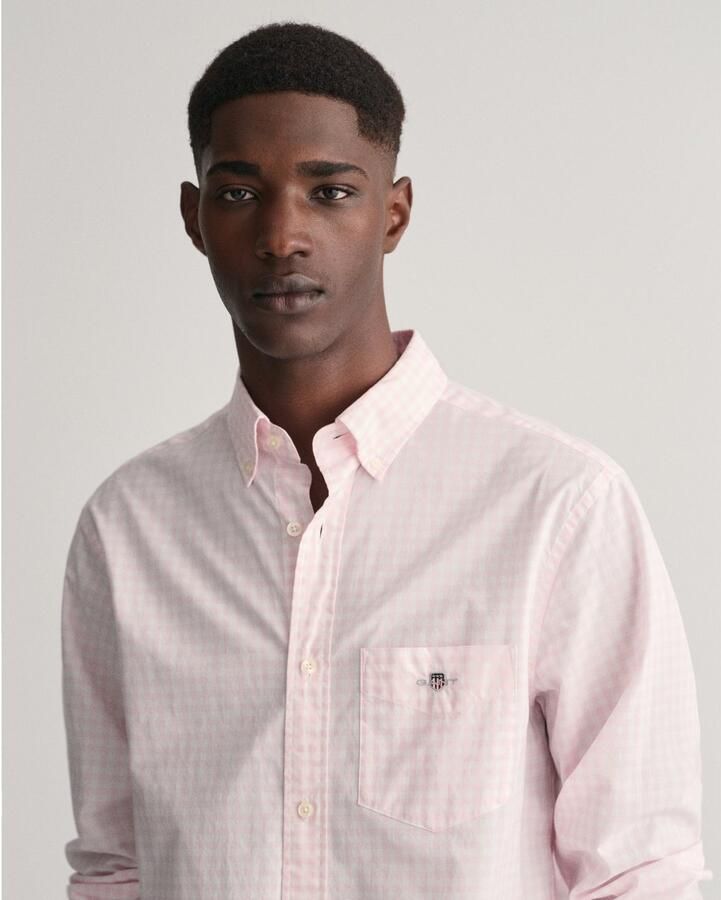 Gant Overhemd met lange mouwen REG POPLIN GINGHAM SHIRT met logoborduursel op borsthoogte - Foto 3