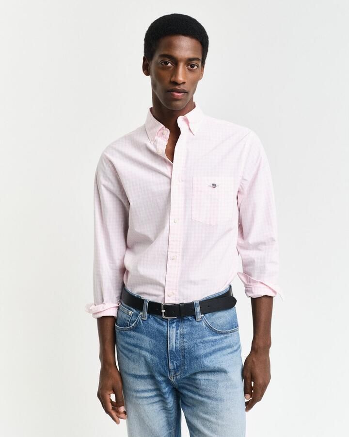 Gant Overhemd met lange mouwen REG POPLIN GINGHAM SHIRT met logoborduursel op borsthoogte - Foto 11