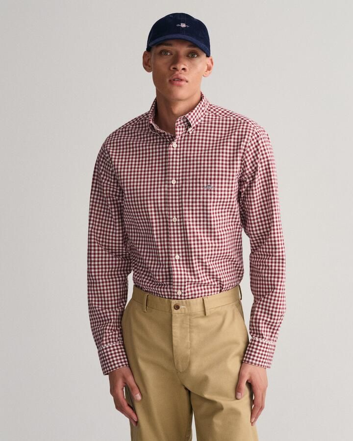 Gant Overhemd met lange mouwen REG POPLIN GINGHAM SHIRT met logoborduursel op borsthoogte - Foto 9