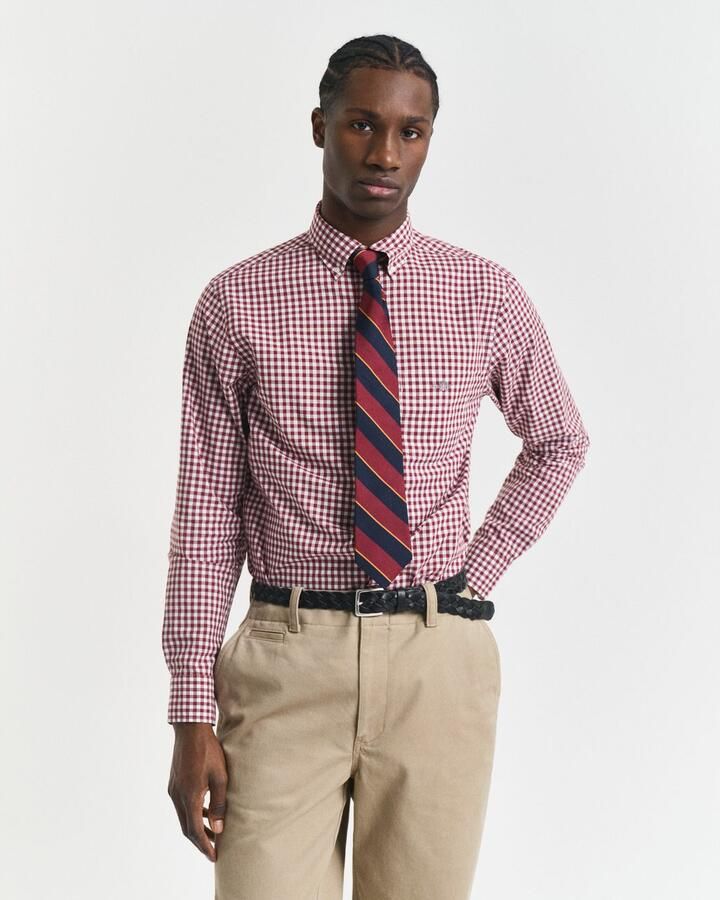 Gant Overhemd met lange mouwen REG POPLIN GINGHAM SHIRT met logoborduursel op borsthoogte - Foto 6