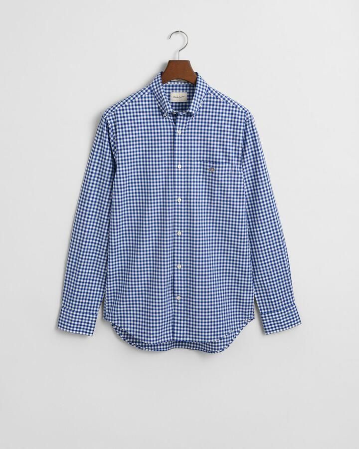 Gant Overhemd met lange mouwen REG POPLIN GINGHAM SHIRT met logoborduursel op borsthoogte - Foto 5