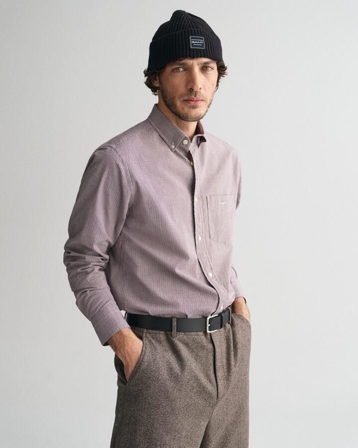 Gant Overhemd met lange mouwen REG POPLIN MICRO GINGHAM SHIRT Regular fit popeline overhemd met Vichy mini-ruit - Foto 5