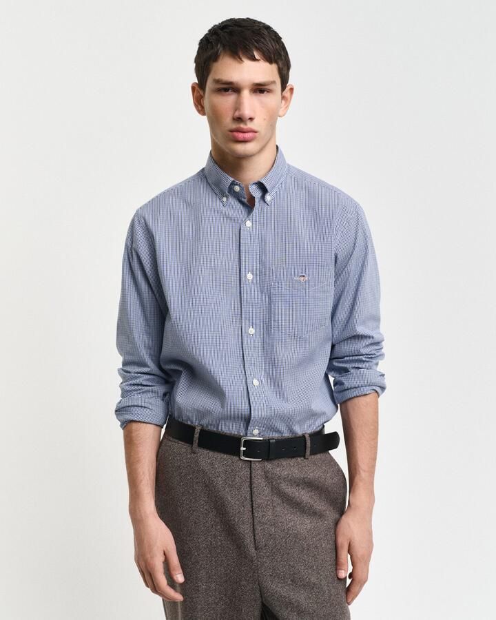 Gant Overhemd met lange mouwen REG POPLIN MICRO GINGHAM SHIRT Regular fit popeline overhemd met Vichy mini-ruit - Foto 5