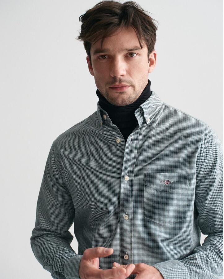 Gant Overhemd met lange mouwen REG POPLIN MICRO GINGHAM SHIRT Regular fit popeline overhemd met Vichy mini-ruit