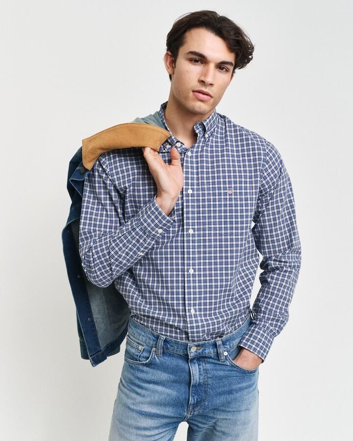 Gant Overhemd met lange mouwen REG POPLIN SMALL CHECK SHIRT Regular fit popeline overhemd met klein ruitpatroon - Foto 5
