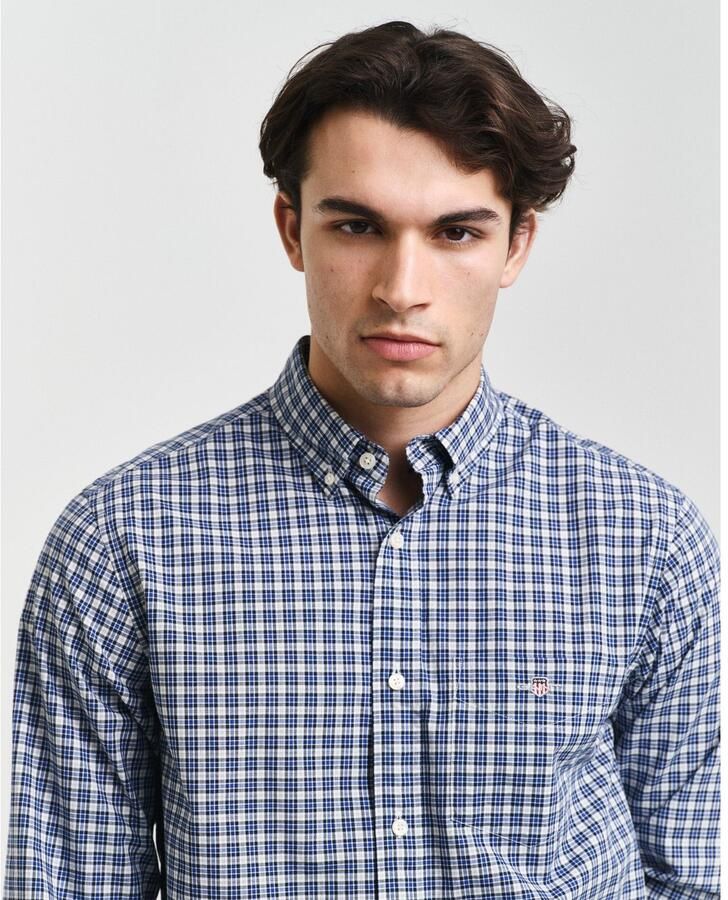 Gant Overhemd met lange mouwen REG POPLIN SMALL CHECK SHIRT Regular fit popeline overhemd met klein ruitpatroon