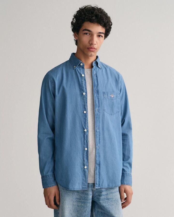 Gant Overhemd met lange mouwen Regular Fit Denim Overhemd Jeanshemd onderhoudsvriendelijk - Foto 5