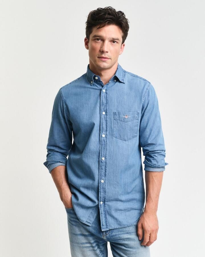 Gant Overhemd met lange mouwen Regular Fit Denim Overhemd Jeanshemd onderhoudsvriendelijk - Foto 10