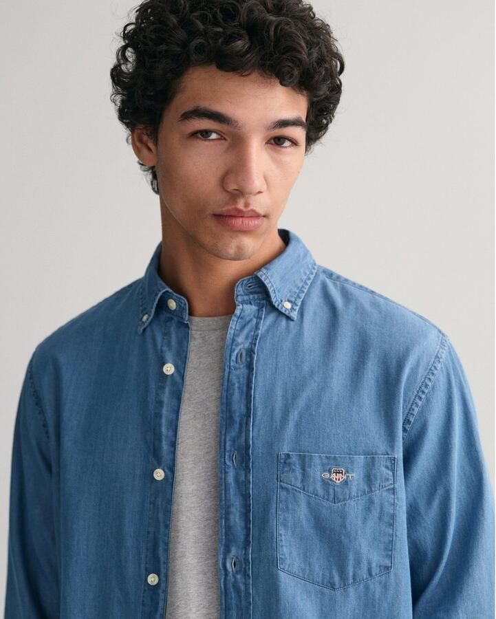 Gant Overhemd met lange mouwen Regular Fit Denim Overhemd Jeanshemd onderhoudsvriendelijk - Foto 4