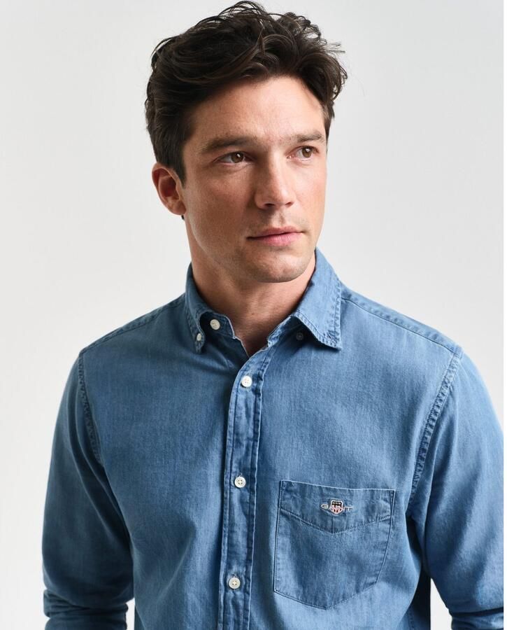 Gant Overhemd met lange mouwen Regular Fit Denim Overhemd Jeanshemd onderhoudsvriendelijk - Foto 3