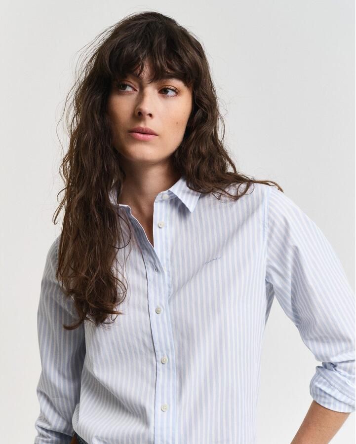 Gant Overhemdblouse REG POPLIN STRIPED SHIRT met een klein geborduurd logo op de borst - Foto 15