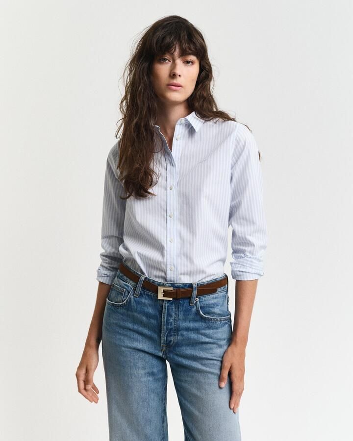 Gant Overhemdblouse REG POPLIN STRIPED SHIRT met een klein geborduurd logo op de borst - Foto 10