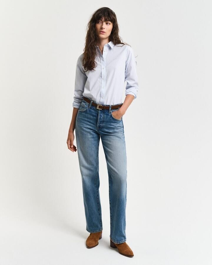 Gant Overhemdblouse REG POPLIN STRIPED SHIRT met een klein geborduurd logo op de borst - Foto 12