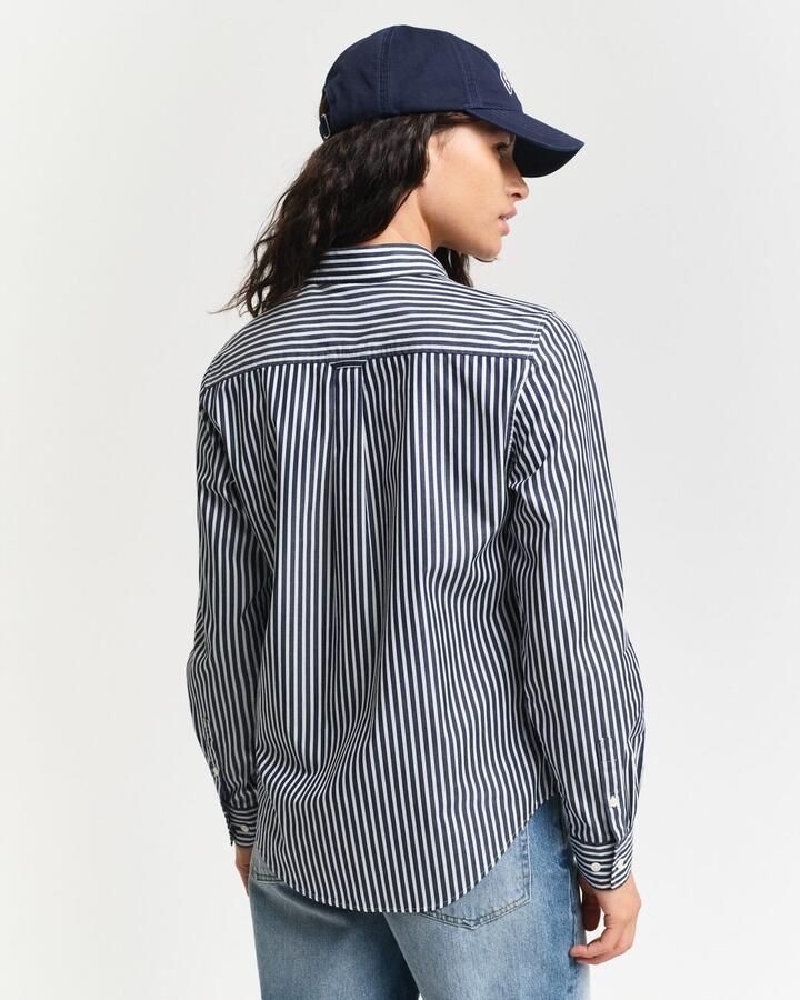 Gant Overhemdblouse REG POPLIN STRIPED SHIRT met een klein geborduurd logo op de borst - Foto 5
