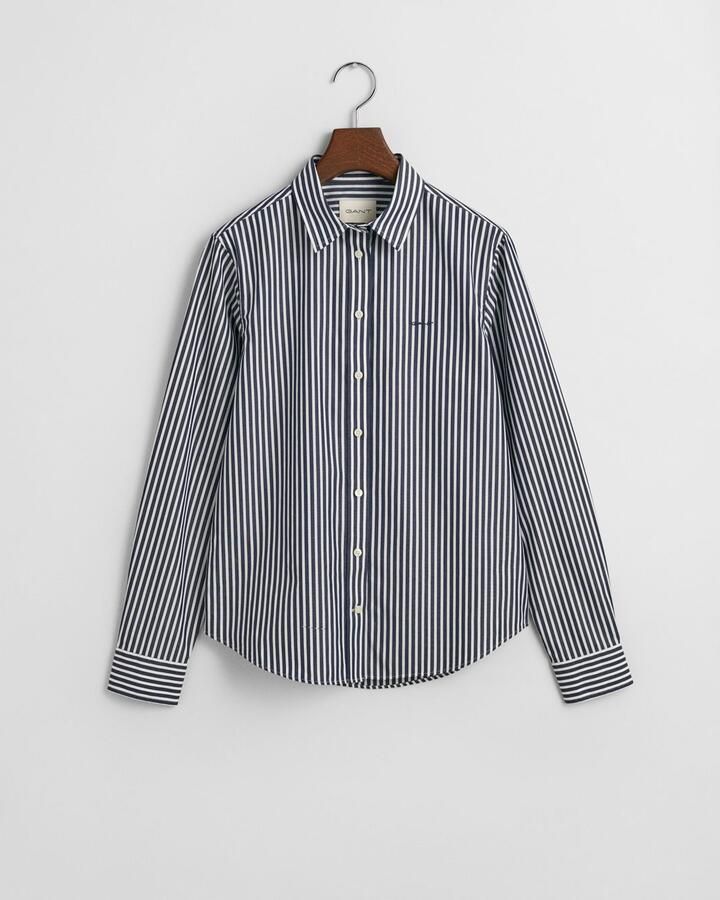Gant Overhemdblouse REG POPLIN STRIPED SHIRT met een klein geborduurd logo op de borst - Foto 7