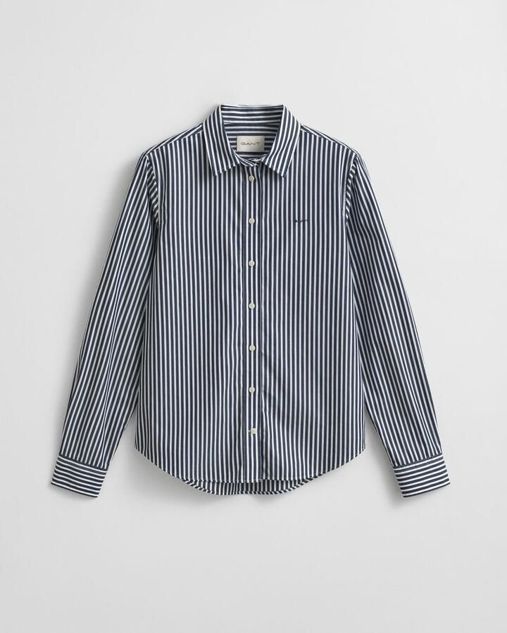 Gant Overhemdblouse REG POPLIN STRIPED SHIRT met een klein geborduurd logo op de borst - Foto 10
