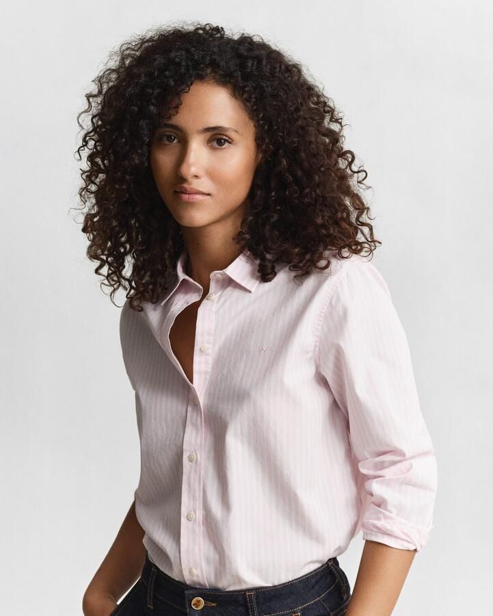 Gant Overhemdblouse REG POPLIN STRIPED SHIRT met een klein geborduurd logo op de borst - Foto 2